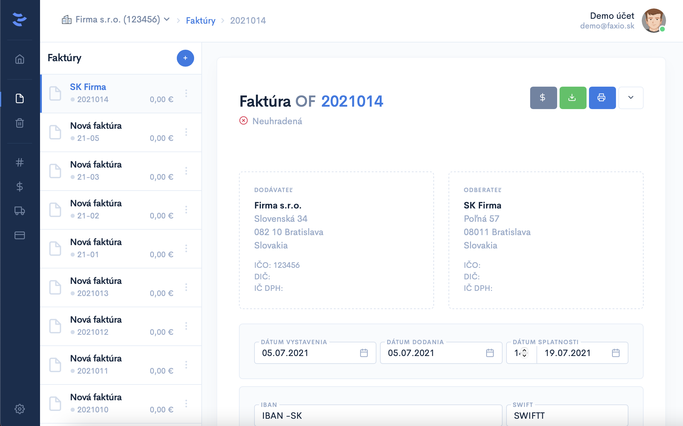 Aplikácia Faxio - desktop verzia